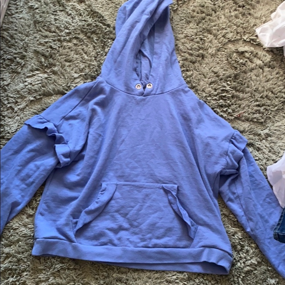 Ruffle detail hoodie, cropped